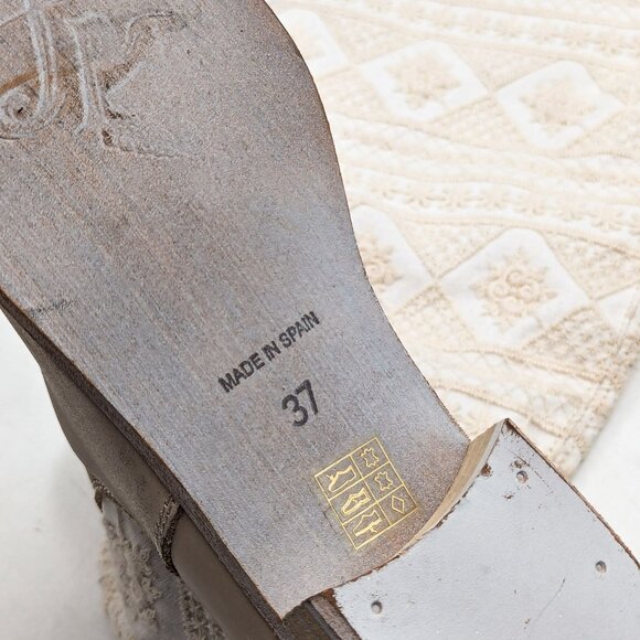 Free People Women Bren Textile Ivory Leather Western Slouch Boots sz 7US EUR 37 - Picture 10 of 10